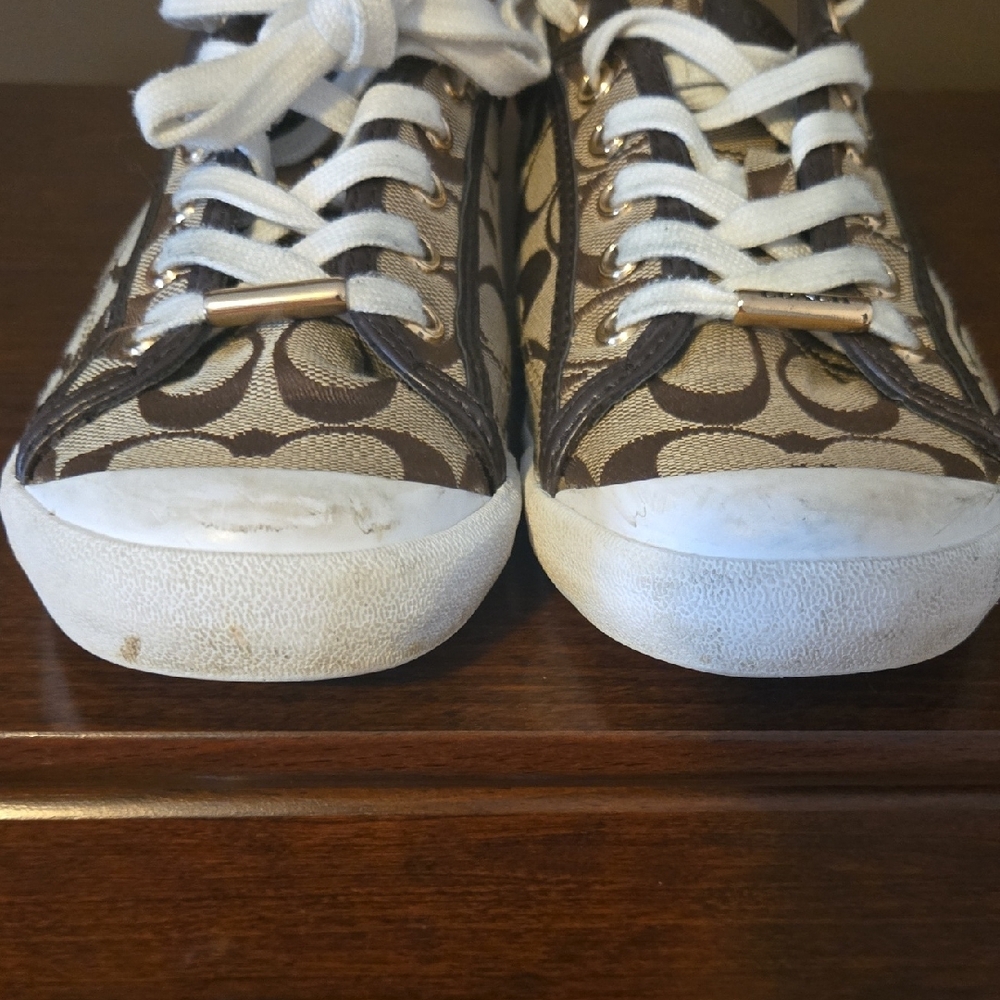 Coach Tan and Brown Signature Canvas Sneakers Size 8 - Picture 6 of 8